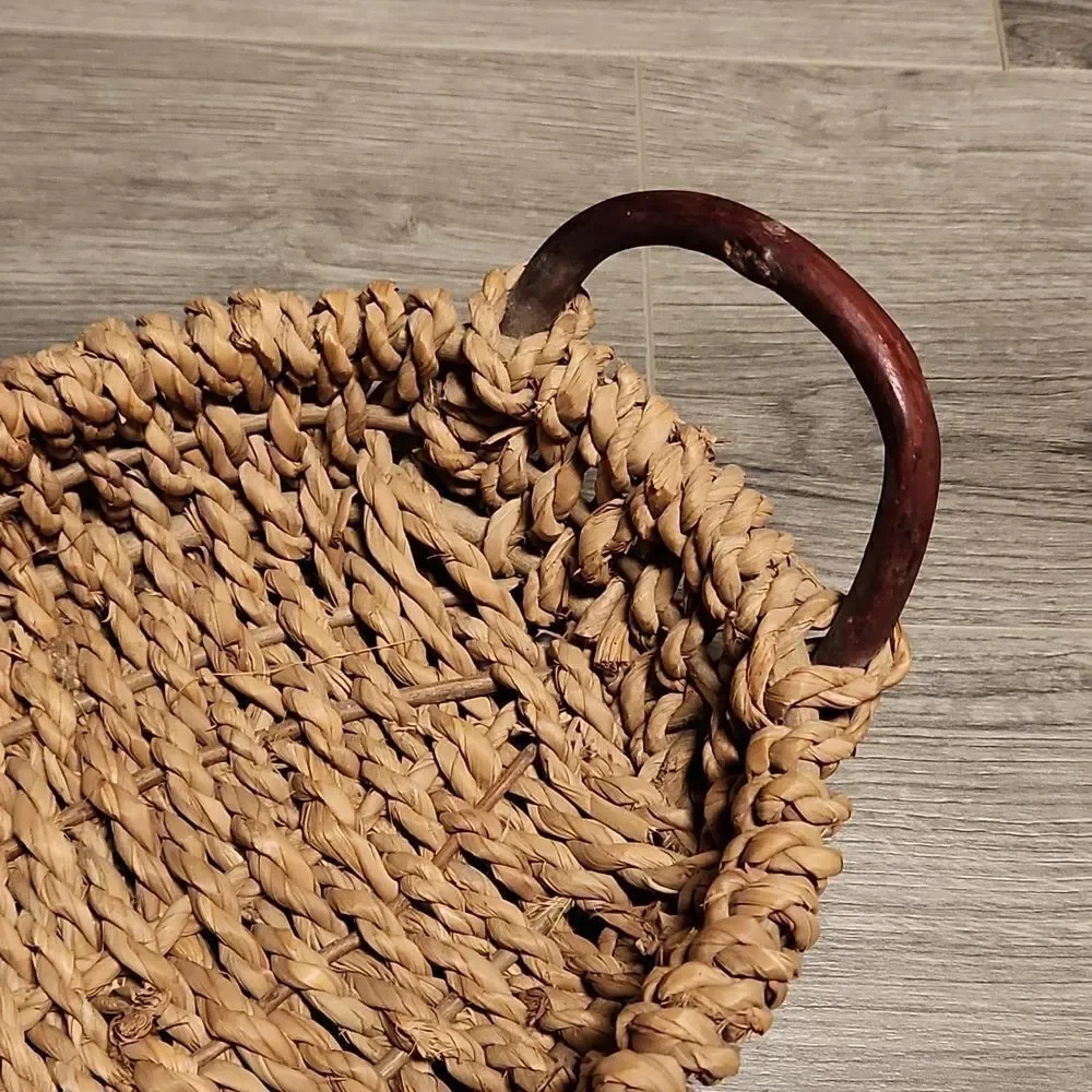 GUC Vintage Thick Woven Basket w/Branch Handles